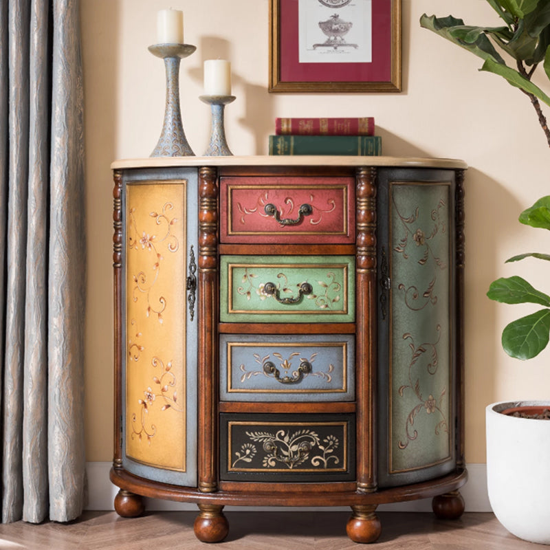 Industrial Solid Wood Cabinet with Drawers and 2 Doors Bombe Cabinet Multi-Color 4 Clearhalo 'Cabinets & Chests' 'cabinets_chests' 'furn' 'furn_cabinets_chests' 'Furniture' 'Living Room Furniture' 6906491