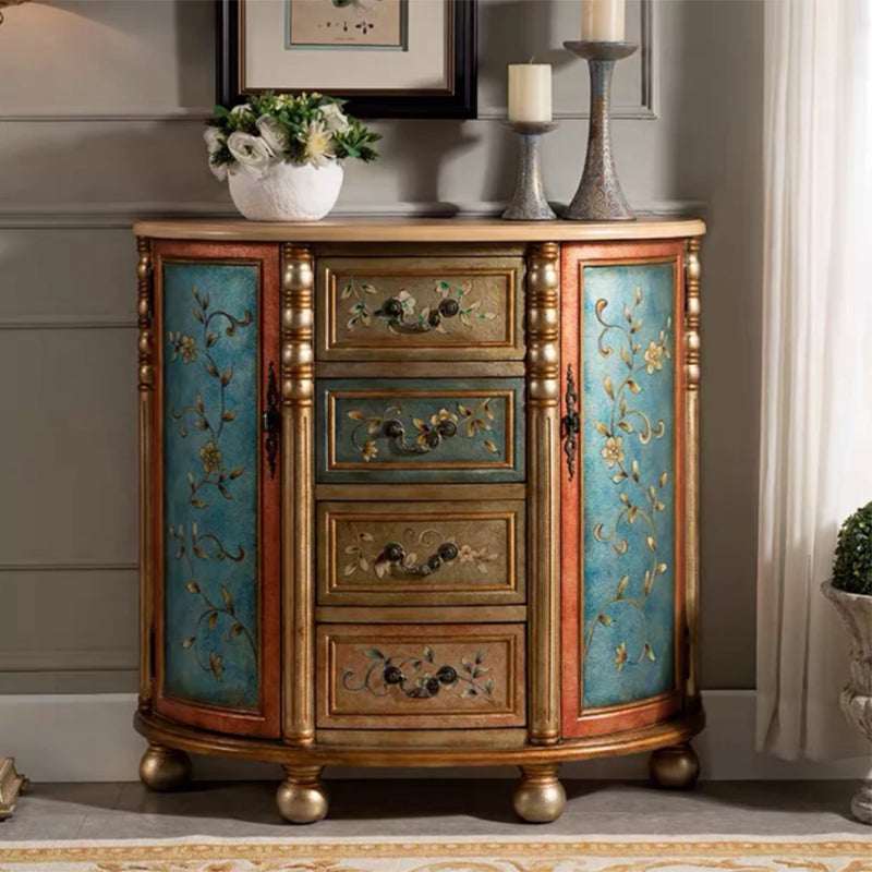 Industrial Solid Wood Cabinet with Drawers and 2 Doors Bombe Cabinet Champagne 4 Clearhalo 'Cabinets & Chests' 'cabinets_chests' 'furn' 'furn_cabinets_chests' 'Furniture' 'Living Room Furniture' 6906494