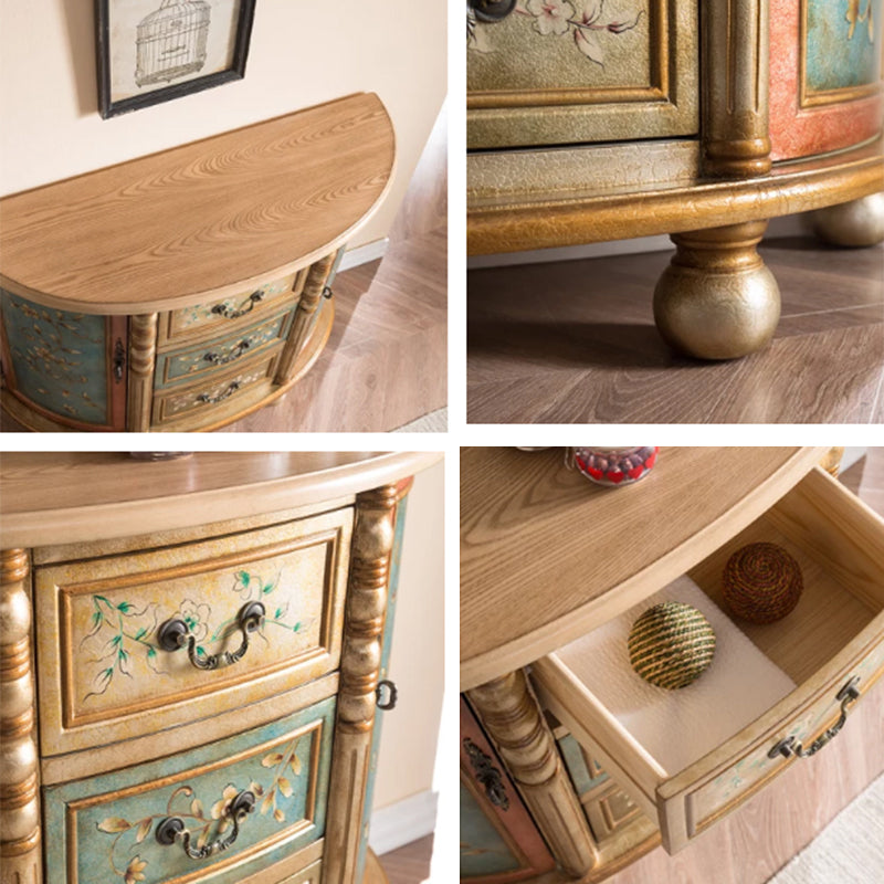 Industrial Solid Wood Cabinet with Drawers and 2 Doors Bombe Cabinet Clearhalo 'Cabinets & Chests' 'cabinets_chests' 'furn' 'furn_cabinets_chests' 'Furniture' 'Living Room Furniture' 6906495