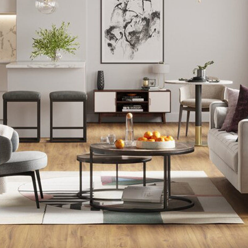 Table basse contemporaine Table de cocktail ronde en bois massif