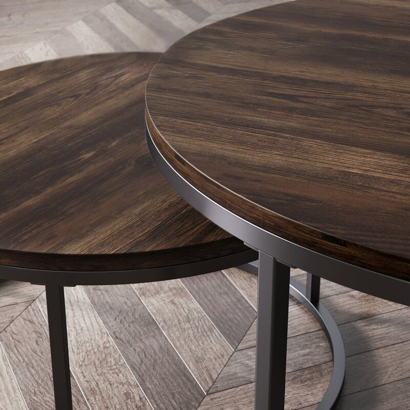 Table basse contemporaine Table de cocktail ronde en bois massif
