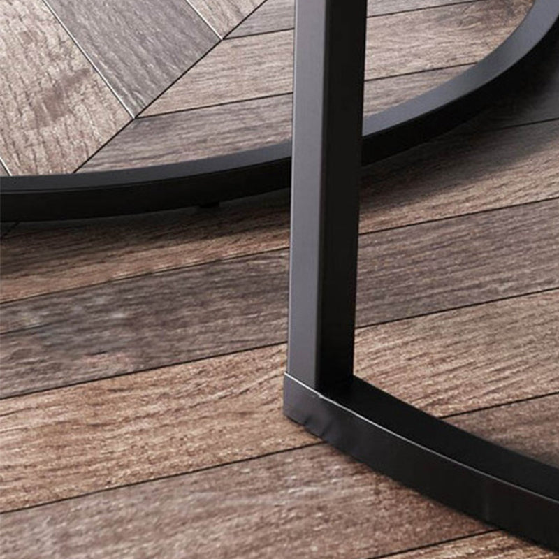 Table basse contemporaine Table de cocktail ronde en bois massif
