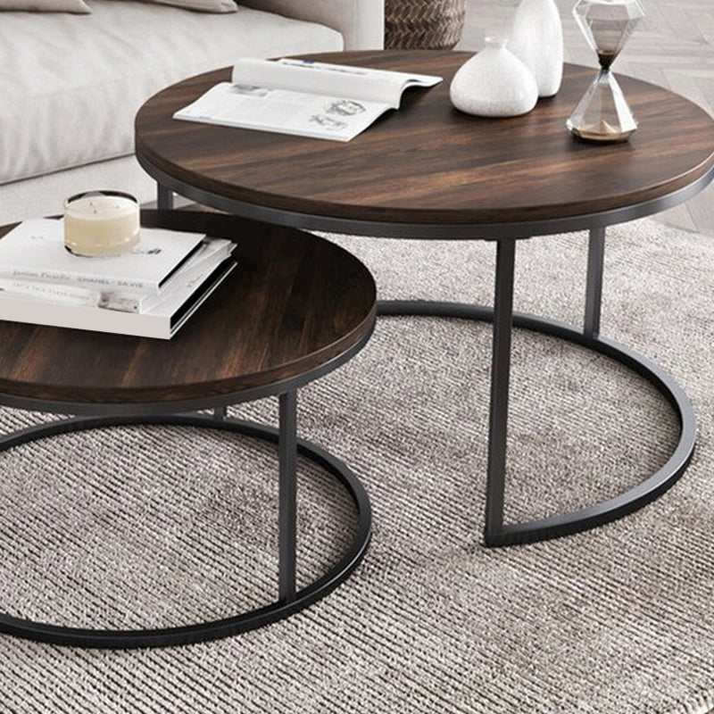 Table basse contemporaine Table de cocktail ronde en bois massif