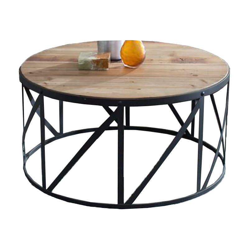 Table basse contemporaine Table de cocktail ronde en bois massif