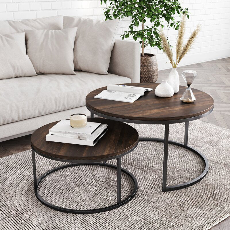Table basse contemporaine Table de cocktail ronde en bois massif