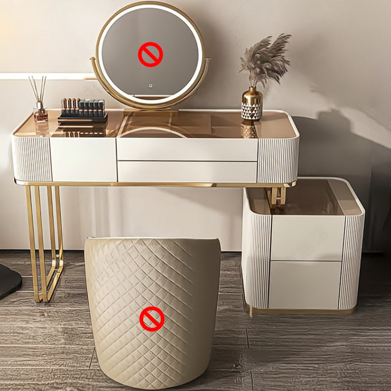 Miroir blanc Glam Blow Miroir en bois massif avec un ensemble de vanité de maquillage du tiroir