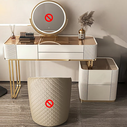 Miroir blanc Glam Blow Miroir en bois massif avec un ensemble de vanité de maquillage du tiroir