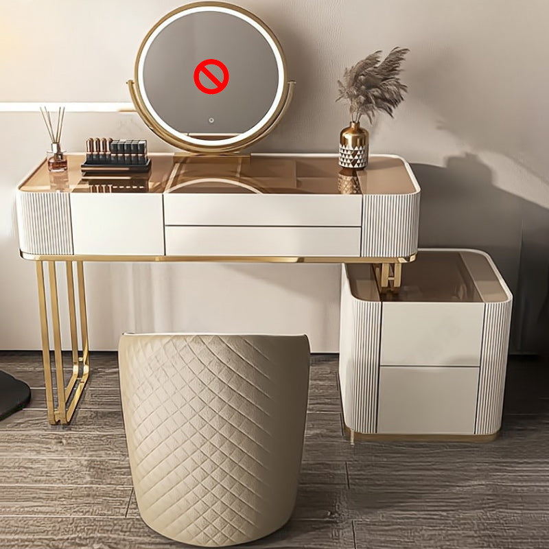 Miroir blanc Glam Blow Miroir en bois massif avec un ensemble de vanité de maquillage du tiroir