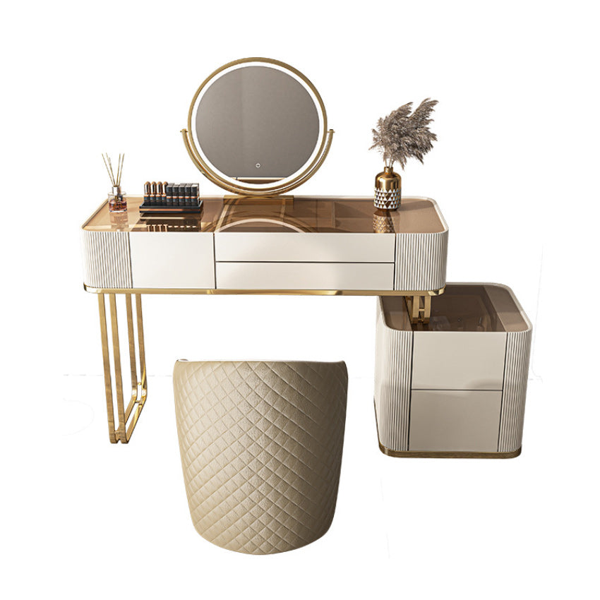 Miroir blanc Glam Blow Miroir en bois massif avec un ensemble de vanité de maquillage du tiroir