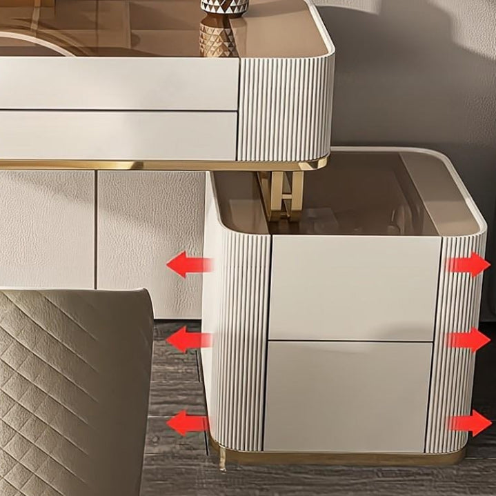 Miroir blanc Glam Blow Miroir en bois massif avec un ensemble de vanité de maquillage du tiroir