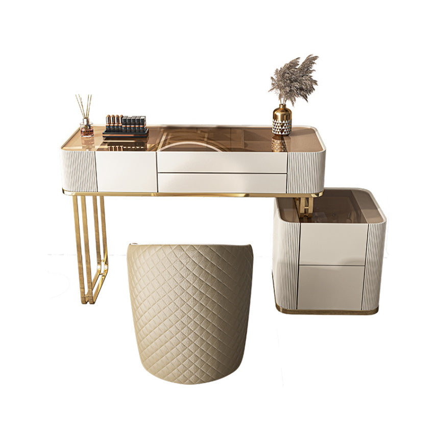 Miroir blanc Glam Blow Miroir en bois massif avec un ensemble de vanité de maquillage du tiroir