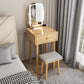 Scandinavian Solid Wood Vanity Dressing Table with Mirror and Stool