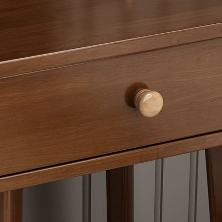 Scandinavian Solid Wood Vanity Dressing Table with Mirror and Stool