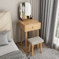 Scandinavian Solid Wood Vanity Dressing Table with Mirror and Stool