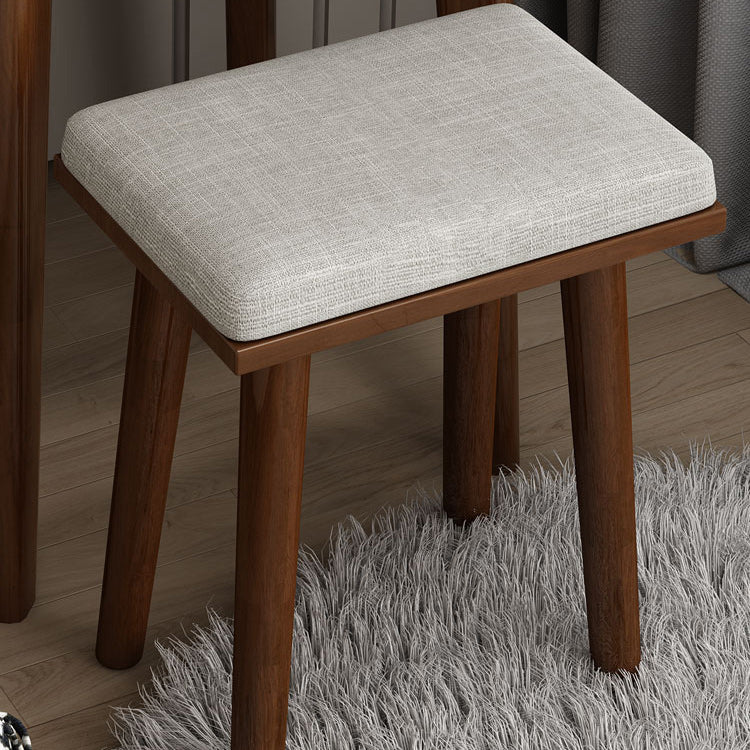 Scandinavian Solid Wood Vanity Dressing Table with Mirror and Stool