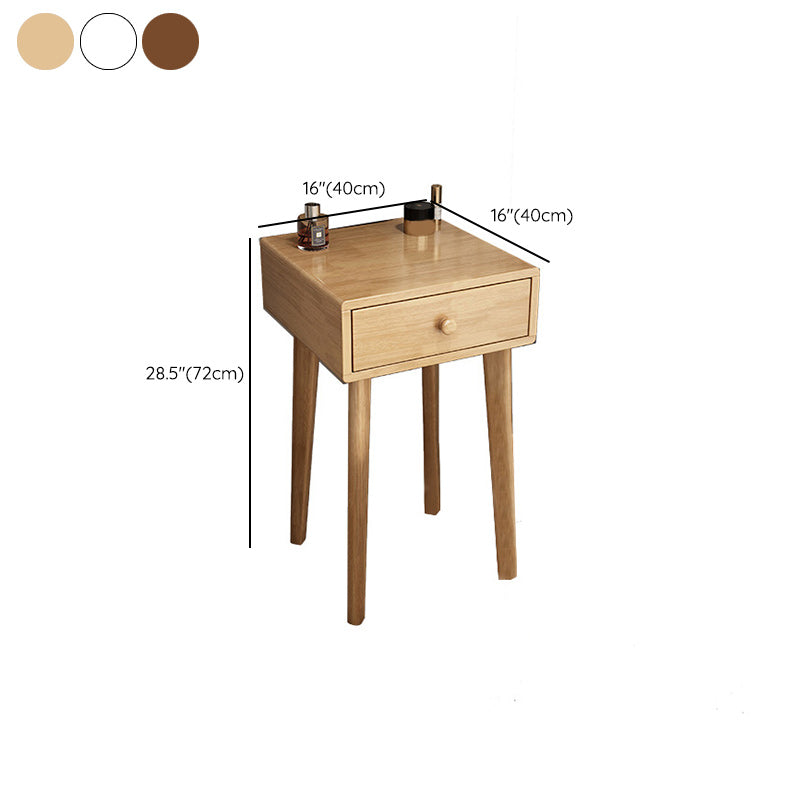 Scandinavian Solid Wood Vanity Dressing Table with Mirror and Stool
