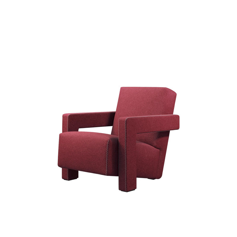 Solid Color Lounge Chair Living Room Square Arms Armchair with Legs Flannel Red 1 Piece Clearhalo 'Accent Chairs' 'accent_chairs' 'Chairs & Seating' 'furn' 'furn_accent_chairs' 'Furniture' 'Living Room Furniture' 6906640