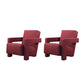 Solid Color Lounge Chair Living Room Square Arms Armchair with Legs Flannel Red 2 Piece Set Clearhalo 'Accent Chairs' 'accent_chairs' 'Chairs & Seating' 'furn' 'furn_accent_chairs' 'Furniture' 'Living Room Furniture' 6906642