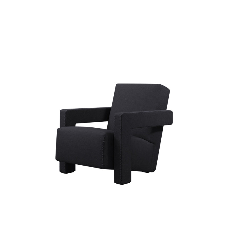 Solid Color Lounge Chair Living Room Square Arms Armchair with Legs Flannel Black 1 Piece Clearhalo 'Accent Chairs' 'accent_chairs' 'Chairs & Seating' 'furn' 'furn_accent_chairs' 'Furniture' 'Living Room Furniture' 6906643