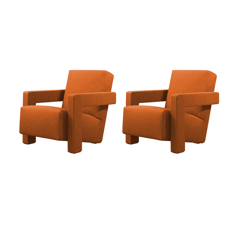 Solid Color Lounge Chair Living Room Square Arms Armchair with Legs Flannel Orange 2 Piece Set Clearhalo 'Accent Chairs' 'accent_chairs' 'Chairs & Seating' 'furn' 'furn_accent_chairs' 'Furniture' 'Living Room Furniture' 6906650