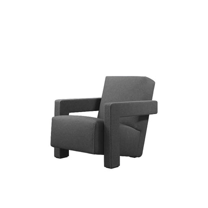 Solid Color Lounge Chair Living Room Square Arms Armchair with Legs Flannel Gray 1 Piece Clearhalo 'Accent Chairs' 'accent_chairs' 'Chairs & Seating' 'furn' 'furn_accent_chairs' 'Furniture' 'Living Room Furniture' 6906651