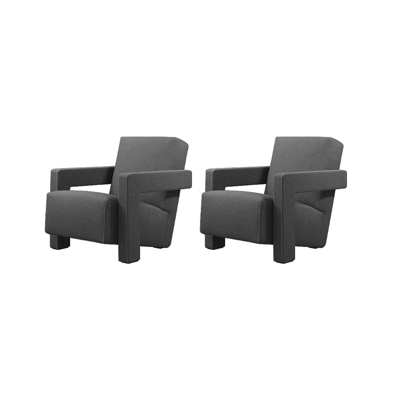 Solid Color Lounge Chair Living Room Square Arms Armchair with Legs Flannel Gray 2 Piece Set Clearhalo 'Accent Chairs' 'accent_chairs' 'Chairs & Seating' 'furn' 'furn_accent_chairs' 'Furniture' 'Living Room Furniture' 6906654