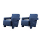 Solid Color Lounge Chair Living Room Square Arms Armchair with Legs Flannel Blue 2 Piece Set Clearhalo 'Accent Chairs' 'accent_chairs' 'Chairs & Seating' 'furn' 'furn_accent_chairs' 'Furniture' 'Living Room Furniture' 6906657