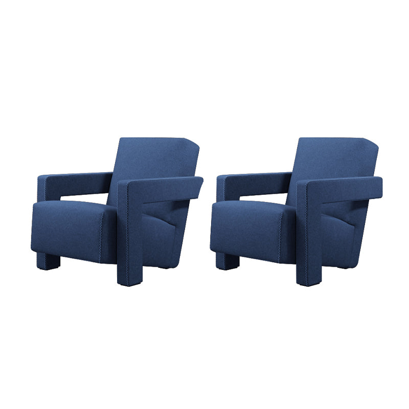 Solid Color Lounge Chair Living Room Square Arms Armchair with Legs Flannel Blue 2 Piece Set Clearhalo 'Accent Chairs' 'accent_chairs' 'Chairs & Seating' 'furn' 'furn_accent_chairs' 'Furniture' 'Living Room Furniture' 6906657