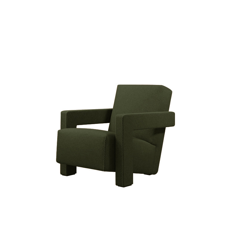 Solid Color Lounge Chair Living Room Square Arms Armchair with Legs Flannel Green 1 Piece Clearhalo 'Accent Chairs' 'accent_chairs' 'Chairs & Seating' 'furn' 'furn_accent_chairs' 'Furniture' 'Living Room Furniture' 6906658