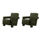 Solid Color Lounge Chair Living Room Square Arms Armchair with Legs Flannel Green 2 Piece Set Clearhalo 'Accent Chairs' 'accent_chairs' 'Chairs & Seating' 'furn' 'furn_accent_chairs' 'Furniture' 'Living Room Furniture' 6906659