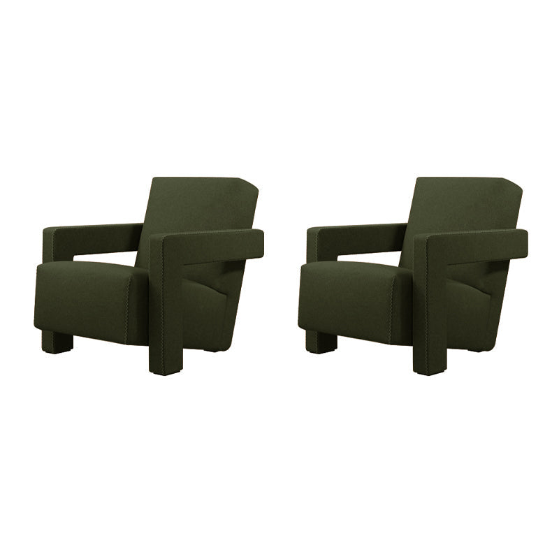 Solid Color Lounge Chair Living Room Square Arms Armchair with Legs Flannel Green 2 Piece Set Clearhalo 'Accent Chairs' 'accent_chairs' 'Chairs & Seating' 'furn' 'furn_accent_chairs' 'Furniture' 'Living Room Furniture' 6906659