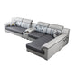 Gray Faux Leather Sectional L-shape Pillow Top Arm Sectional