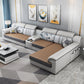 Gray Faux Leather Sectional L-shape Pillow Top Arm Sectional