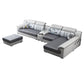 Gray Faux Leather Sectional L-shape Pillow Top Arm Sectional