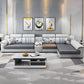 Gray Faux Leather Sectional L-shape Pillow Top Arm Sectional