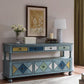 Industrial Accent Chest with Drawers and 1 Shelf in Rubberwood Blue Clearhalo 'Cabinets & Chests' 'cabinets_chests' 'furn' 'furn_cabinets_chests' 'Furniture' 'Living Room Furniture' 6906820
