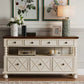 Industrial Accent Chest with Drawers and 1 Shelf in Rubberwood White Clearhalo 'Cabinets & Chests' 'cabinets_chests' 'furn' 'furn_cabinets_chests' 'Furniture' 'Living Room Furniture' 6906824