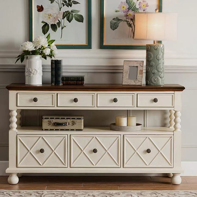 Industrial Accent Chest with Drawers and 1 Shelf in Rubberwood White Clearhalo 'Cabinets & Chests' 'cabinets_chests' 'furn' 'furn_cabinets_chests' 'Furniture' 'Living Room Furniture' 6906824