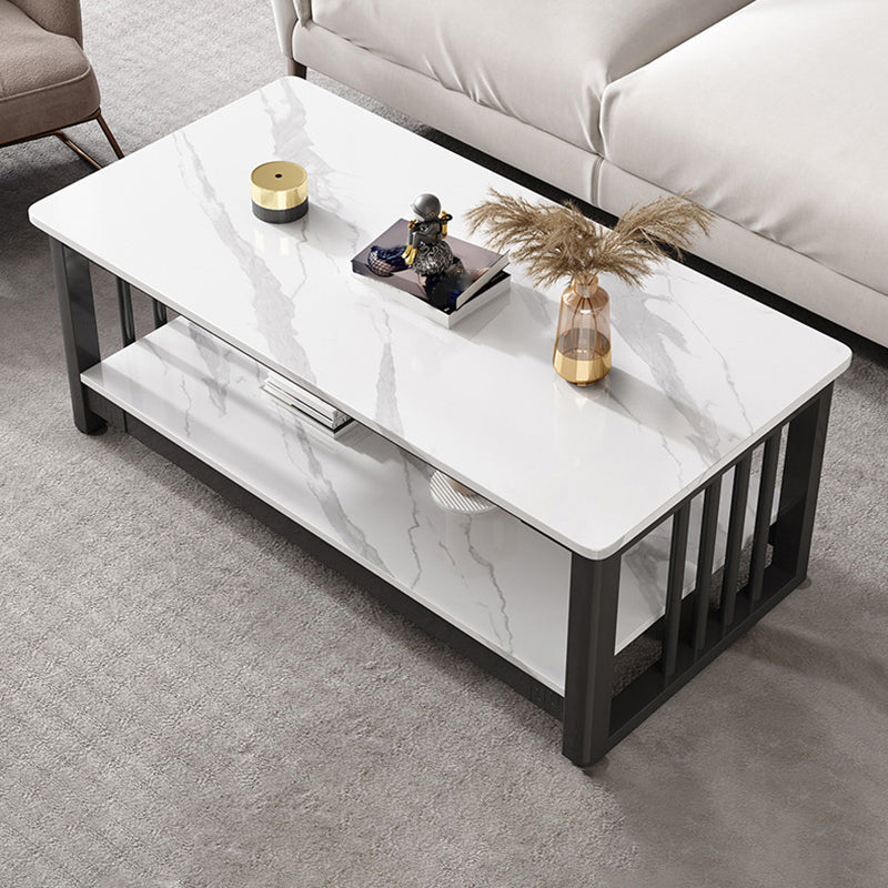 Slate 4 Legs Coffee Table Rectangle Single Coffee Table with Shelf Clearhalo 'Coffee & Accent Tables' 'Coffee Tables' 'coffee_tables' 'furn' 'furn_coffee_tables' 'Furniture' 'Living Room Furniture' 6906854