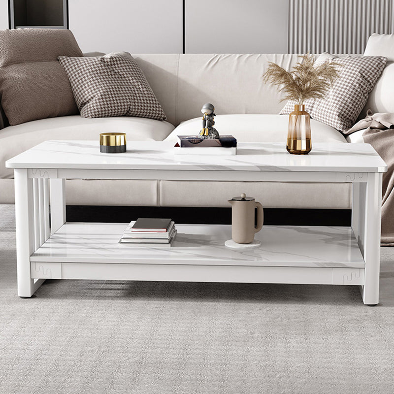 Slate 4 Legs Coffee Table Rectangle Single Coffee Table with Shelf Clearhalo 'Coffee & Accent Tables' 'Coffee Tables' 'coffee_tables' 'furn' 'furn_coffee_tables' 'Furniture' 'Living Room Furniture' 6906856