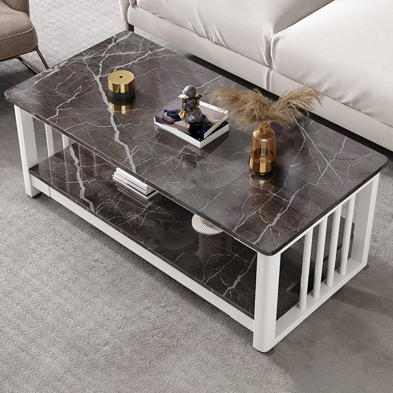 Slate 4 Legs Coffee Table Rectangle Single Coffee Table with Shelf Clearhalo 'Coffee & Accent Tables' 'Coffee Tables' 'coffee_tables' 'furn' 'furn_coffee_tables' 'Furniture' 'Living Room Furniture' 6906858