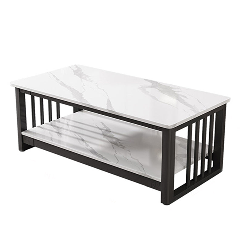 Slate 4 Legs Coffee Table Rectangle Single Coffee Table with Shelf Clearhalo 'Coffee & Accent Tables' 'Coffee Tables' 'coffee_tables' 'furn' 'furn_coffee_tables' 'Furniture' 'Living Room Furniture' 6906859