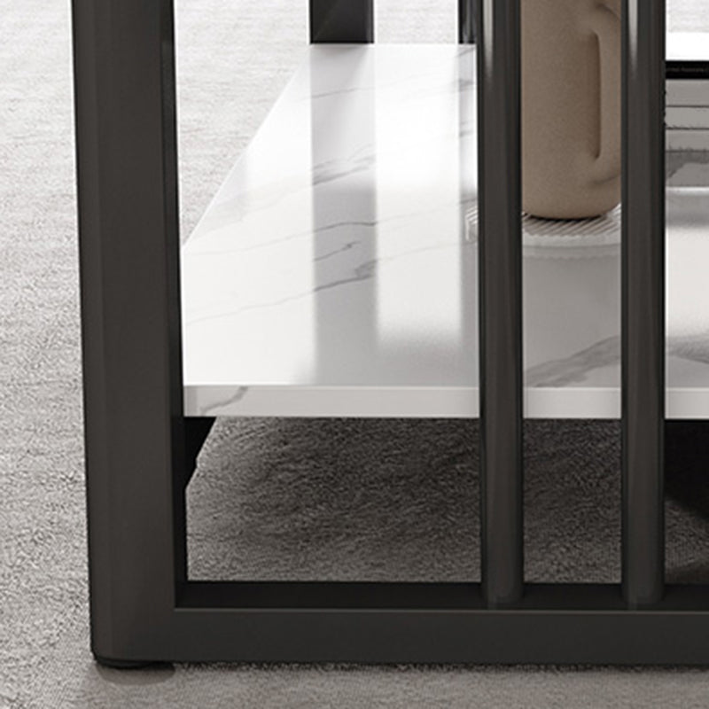 Slate 4 Legs Coffee Table Rectangle Single Coffee Table with Shelf Clearhalo 'Coffee & Accent Tables' 'Coffee Tables' 'coffee_tables' 'furn' 'furn_coffee_tables' 'Furniture' 'Living Room Furniture' 6906862