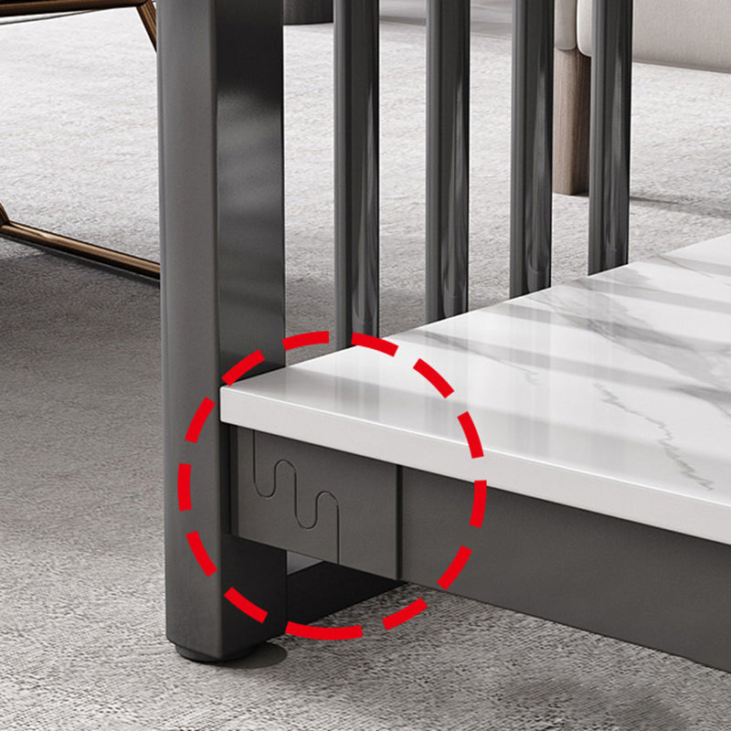 Slate 4 Legs Coffee Table Rectangle Single Coffee Table with Shelf Clearhalo 'Coffee & Accent Tables' 'Coffee Tables' 'coffee_tables' 'furn' 'furn_coffee_tables' 'Furniture' 'Living Room Furniture' 6906863