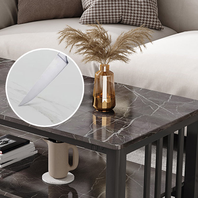 Slate 4 Legs Coffee Table Rectangle Single Coffee Table with Shelf Clearhalo 'Coffee & Accent Tables' 'Coffee Tables' 'coffee_tables' 'furn' 'furn_coffee_tables' 'Furniture' 'Living Room Furniture' 6906866