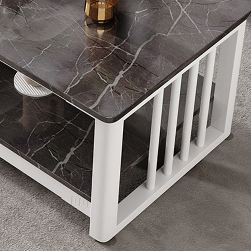 Slate 4 Legs Coffee Table Rectangle Single Coffee Table with Shelf Clearhalo 'Coffee & Accent Tables' 'Coffee Tables' 'coffee_tables' 'furn' 'furn_coffee_tables' 'Furniture' 'Living Room Furniture' 6906869