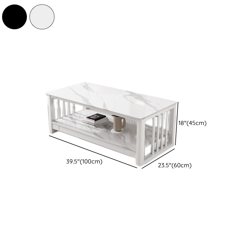 Slate 4 Legs Coffee Table Rectangle Single Coffee Table with Shelf Clearhalo 'Coffee & Accent Tables' 'Coffee Tables' 'coffee_tables' 'furn' 'furn_coffee_tables' 'Furniture' 'Living Room Furniture' 6906875