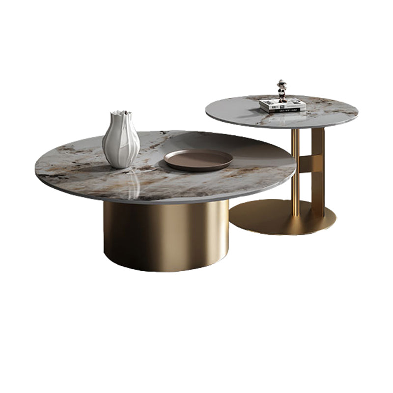 Pedestal Round Coffee Table Glam Slate Nesting Coffee Table Set Clearhalo 'Coffee & Accent Tables' 'Coffee Tables' 'coffee_tables' 'furn' 'furn_coffee_tables' 'Furniture' 'Living Room Furniture' 6906882