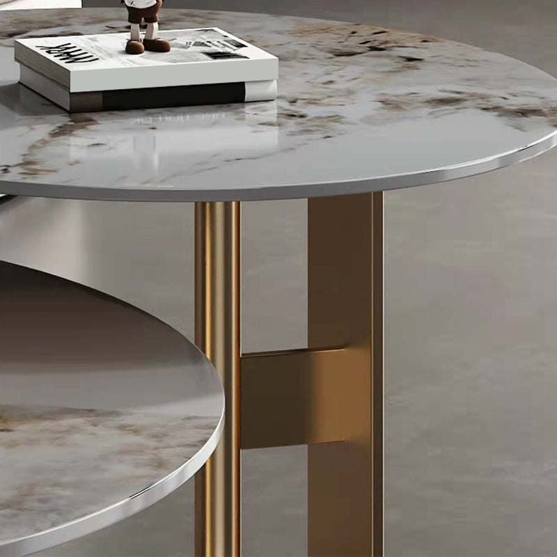 Pedestal Round Coffee Table Glam Slate Nesting Coffee Table Set Clearhalo 'Coffee & Accent Tables' 'Coffee Tables' 'coffee_tables' 'furn' 'furn_coffee_tables' 'Furniture' 'Living Room Furniture' 6906883