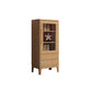 Mid Century Solid Wood 1-Door Cabinet Glass Paned Side Cabinet with 2-Drawer Clearhalo 'Cabinets & Chests' 'cabinets_chests' 'furn' 'furn_cabinets_chests' 'Furniture' 'Living Room Furniture' 6907001